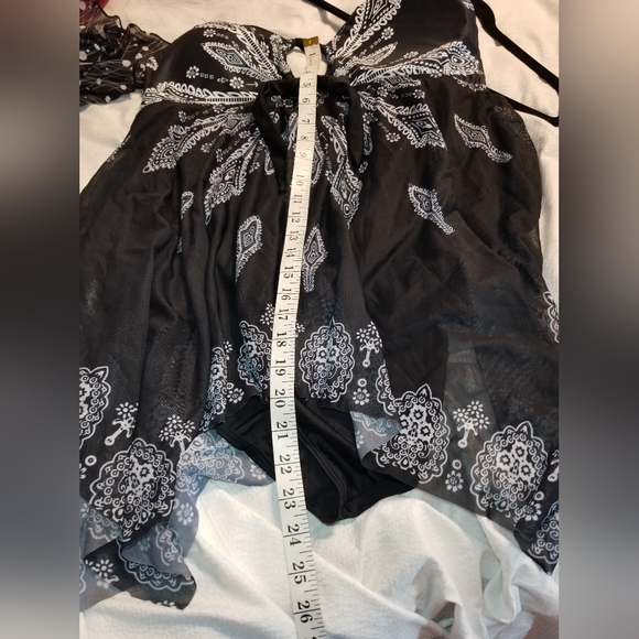 NWOT MESH HANDKERCHIEF HEM SWIM DRESS ADJUSTABLE KEY HOLE BUST XL - Picture 9 of 12